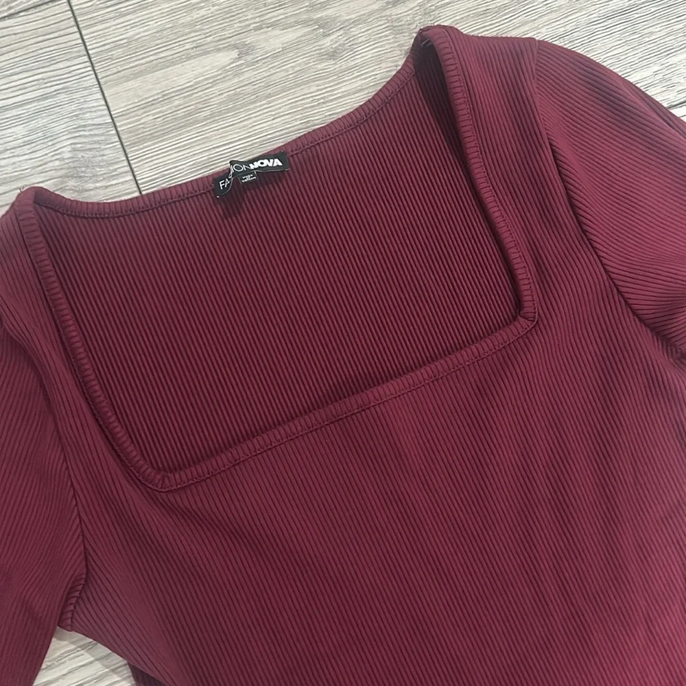 EUC Snatched Midi Dress - Burgundy Bodycon Dress - Picture 5 of 7